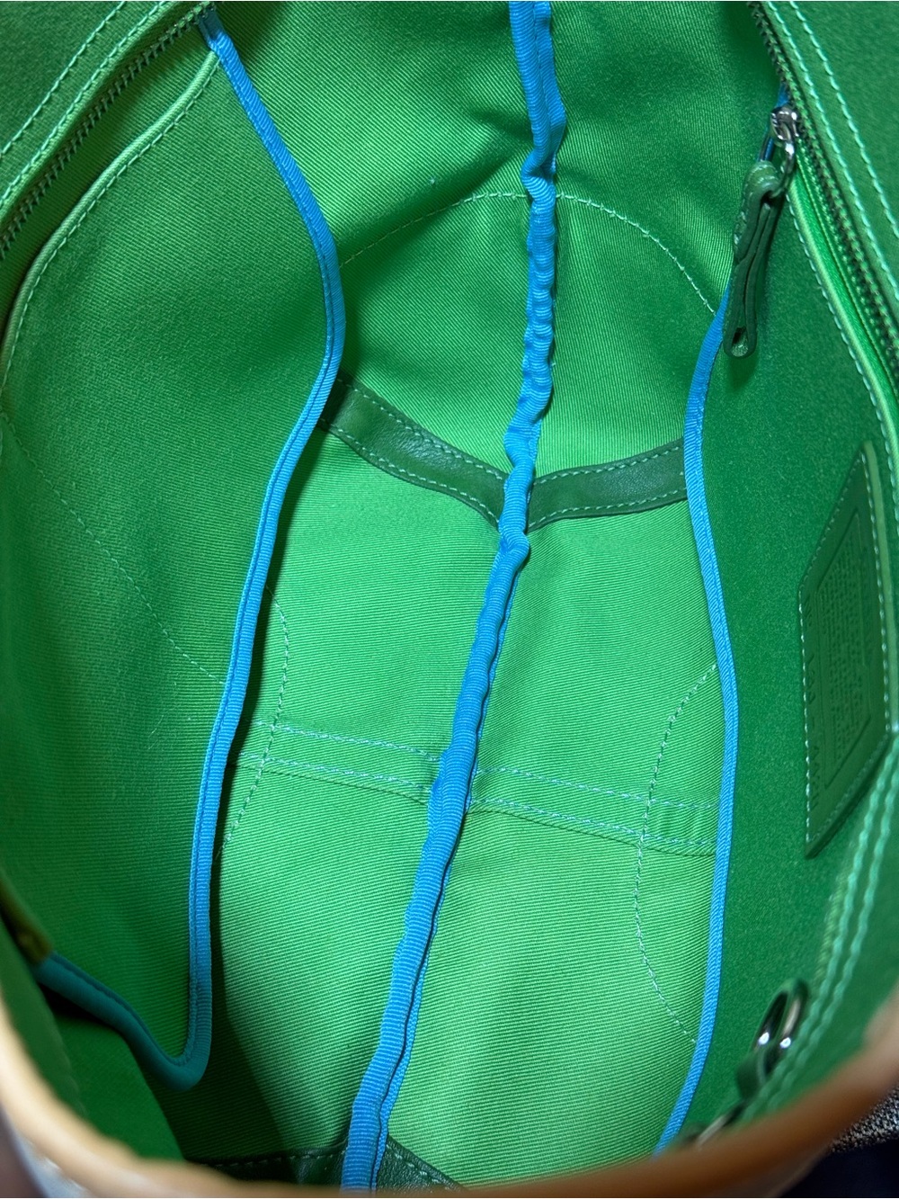 Coach Soho 2003 Daisy Tote 4428 Canvas Blue Trim Green Lining Y2K Rare Vintage - Picture 6 of 16